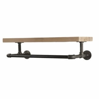 Solid Wooden Shelf with Pipe Bracket hanging rail