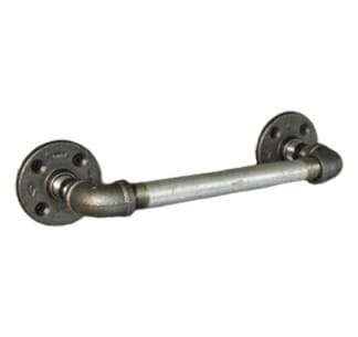 dark grey and galvanised industrial pipe wall mounted towel rail