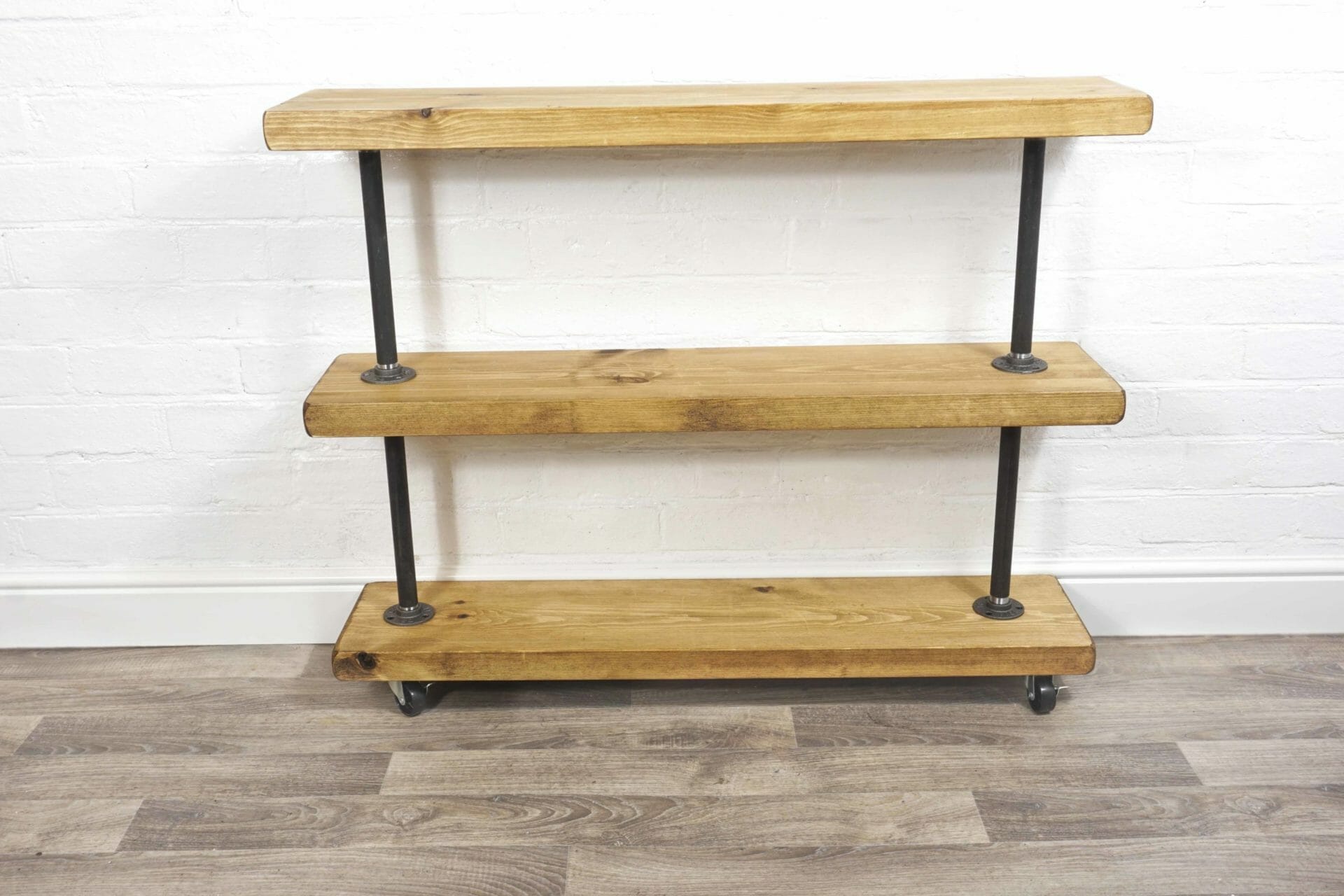 Range of Colours & Lengths! Pipe Shelf Brackets With 9x2 Solid Wood Shelf 