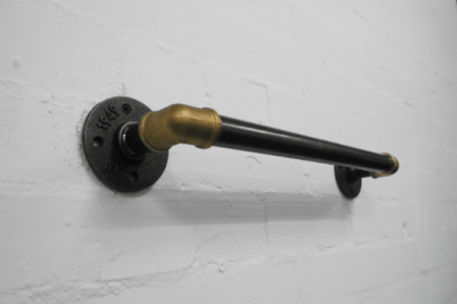 industrial steel pipe black and brass wall mounted towel rail