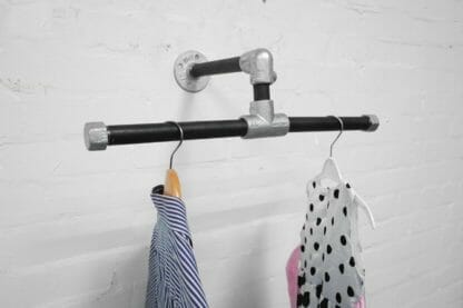 tee shape wall mounted industrial steel pipe clothes rail