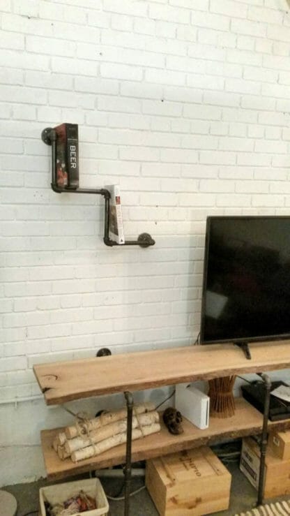 tiered industrial pipe wall mounted bookcase