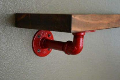 industrial steel pipe powder coated red shelf brackets