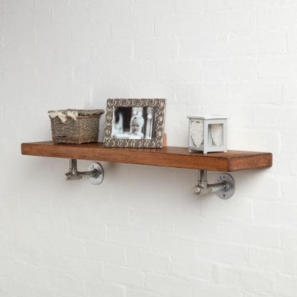 industrial silver tee nut shelf brackets pair with reclaimed wood shelf