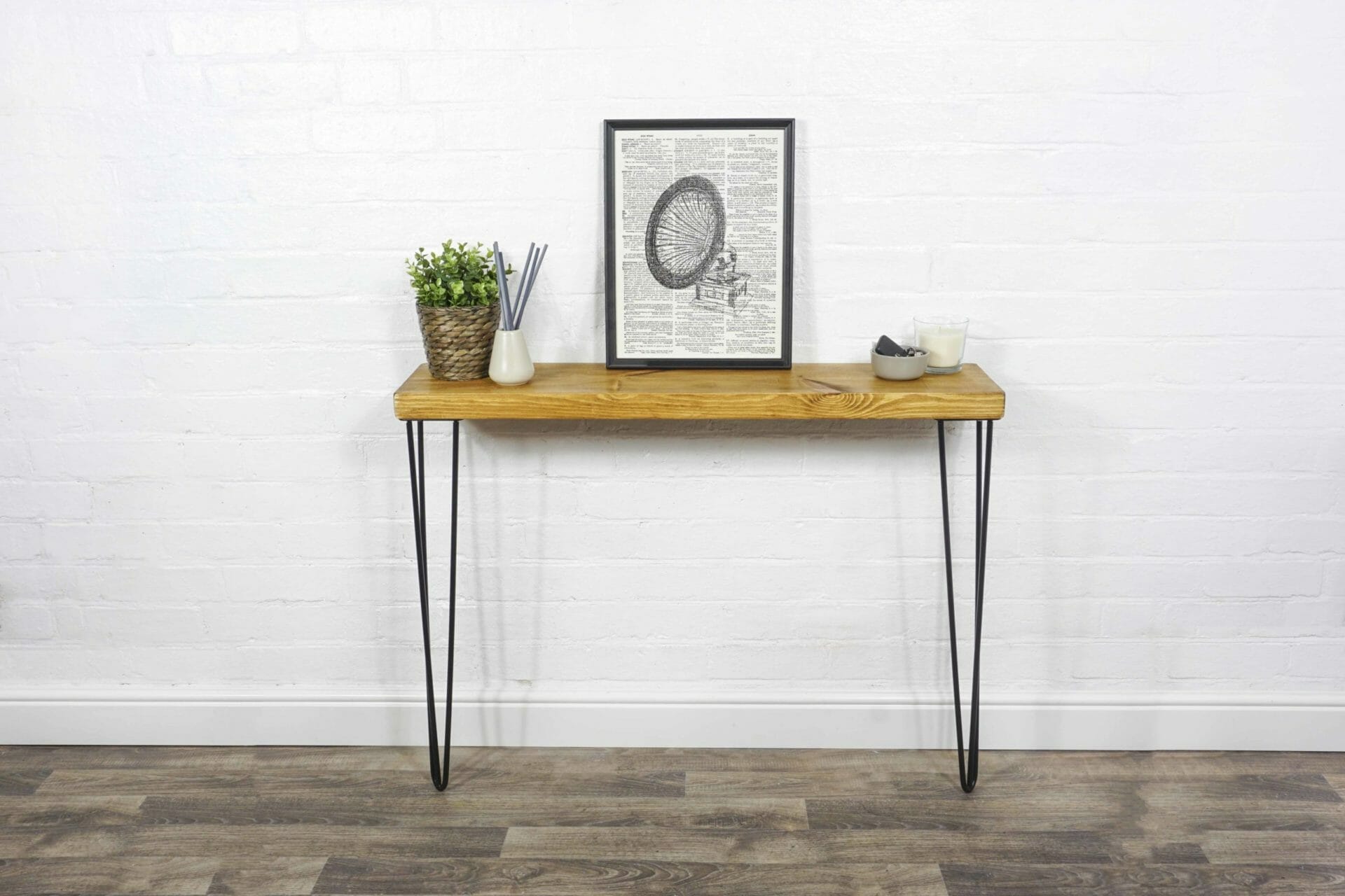 Narrow hairpin deals console table