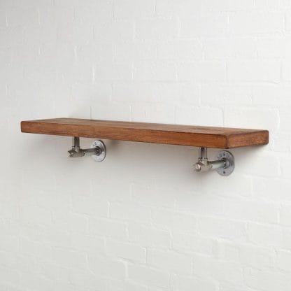 industrial silver tee nut shelf brackets pair with reclaimed wood shelf