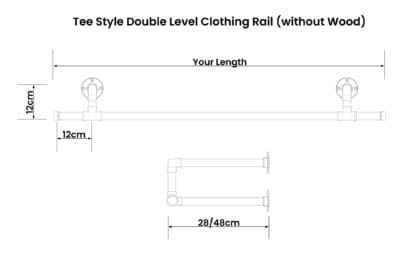 Size Guide - Tee Style Double Level Clothing Rail Without Wood
