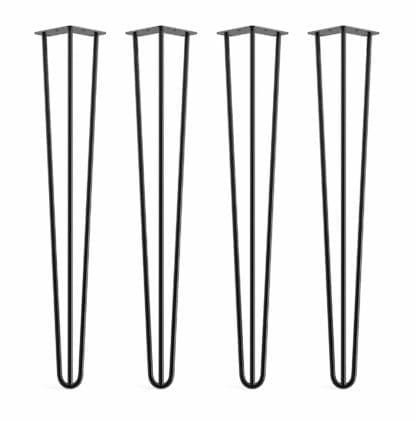 Black steel hairpin legs table chair x 4