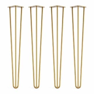 Gold steel hairpin legs table chair x 4