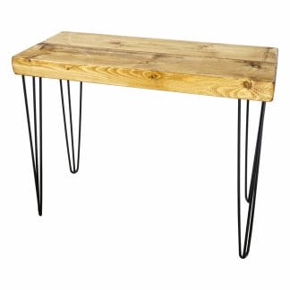 Reclaimed wood table with black hairpin steel legs