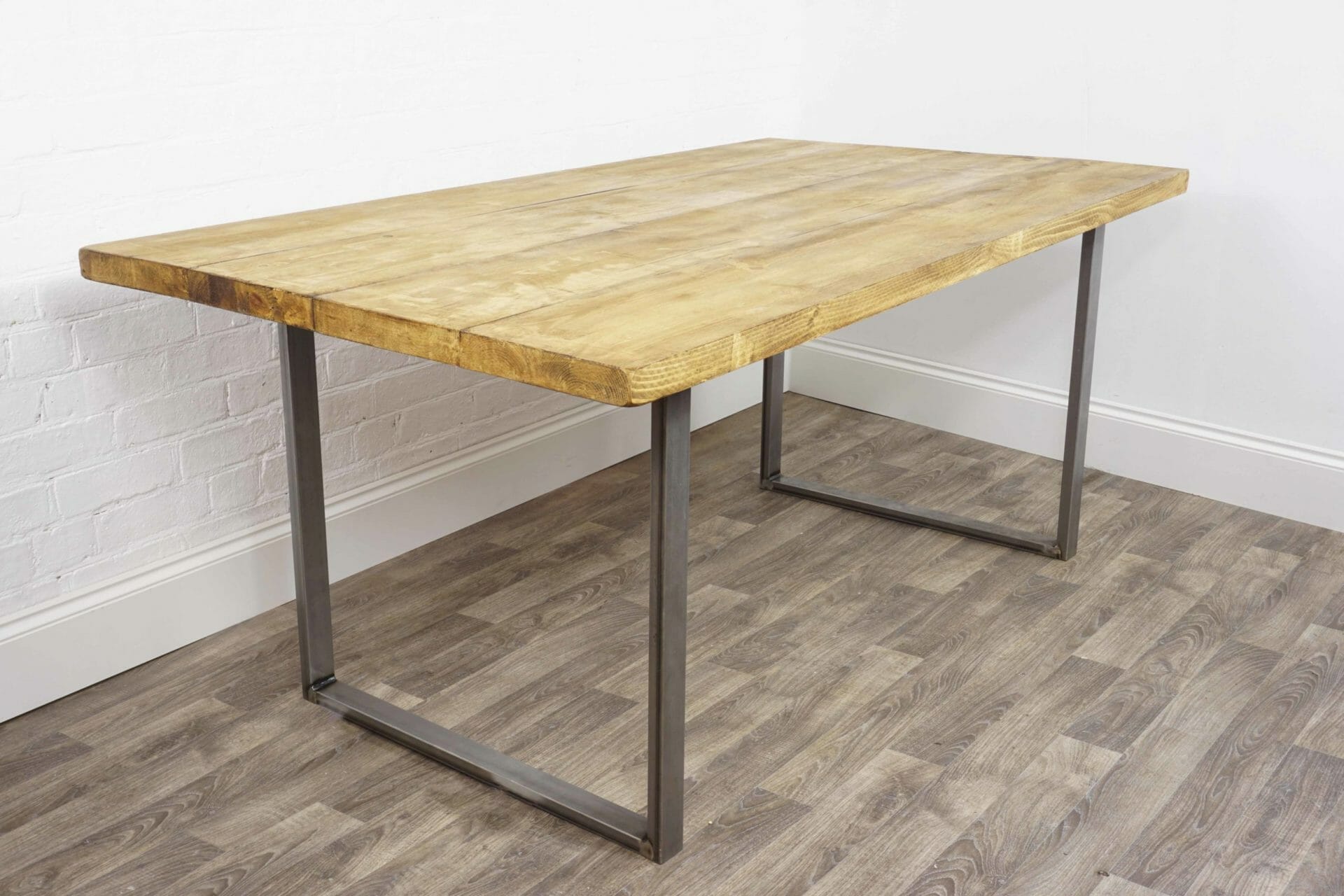 rustic dining table with steel legs