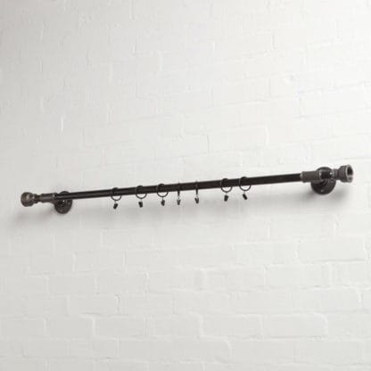 Raw steel industrial pipe curtain rail with curtain hooks