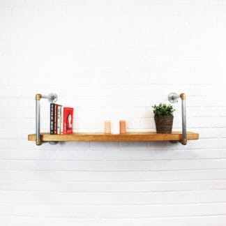 Industrial Silver & Brass Brackets with Shelves