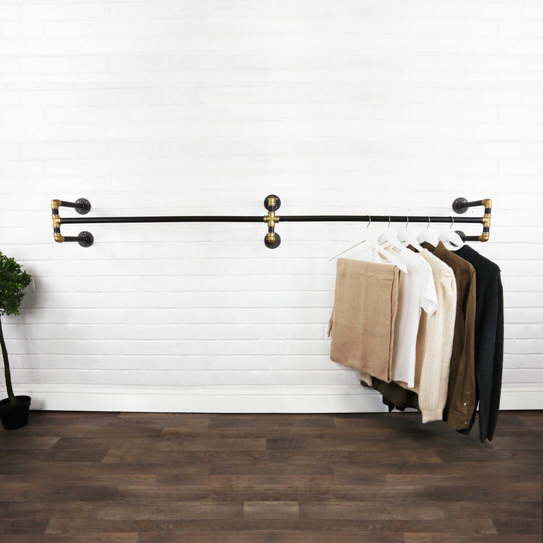 Solid Brass Corner Bend Clothes Rail - Pipe Dream Furniture