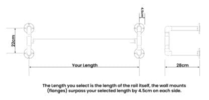 Size Guide - Wall Mounted Long 'Single' Rail