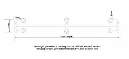 Size Guide - Wall Mounted Long 'Twin' Rail