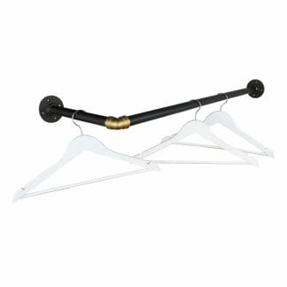 Corner Bend Clothes Rail - Raw Steel and Brass - 1