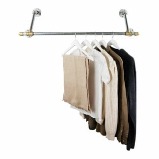 Elbow Double Support Clothes Rail - Industrial Silver and Brass - 1