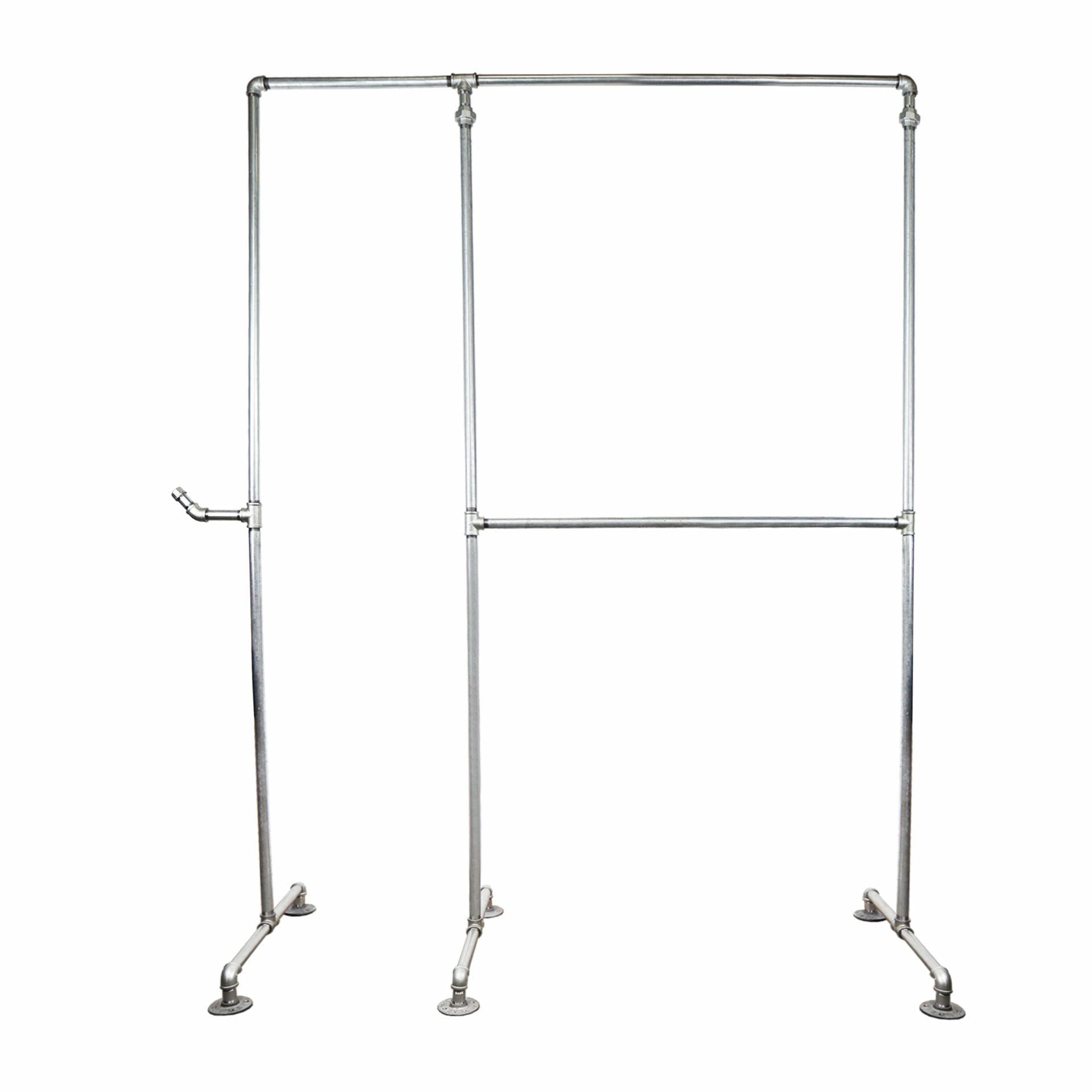Free Standing Full Height Clothing Rail Industrial Silver Pipe Style