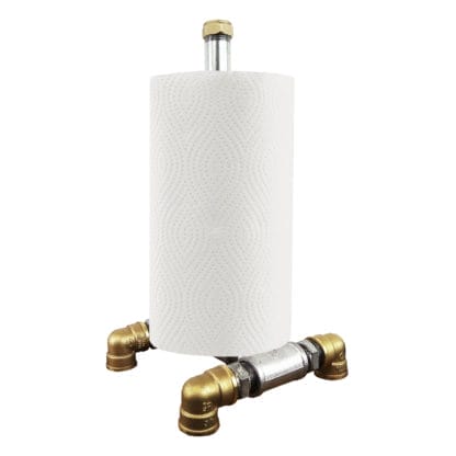 kitchen roll holder industrial silver and brass