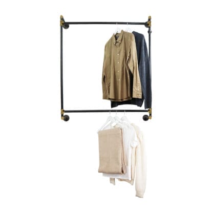Two Tiered Industrial Clothing Rail