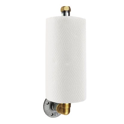 kitchen roll holder industrial silver and brass