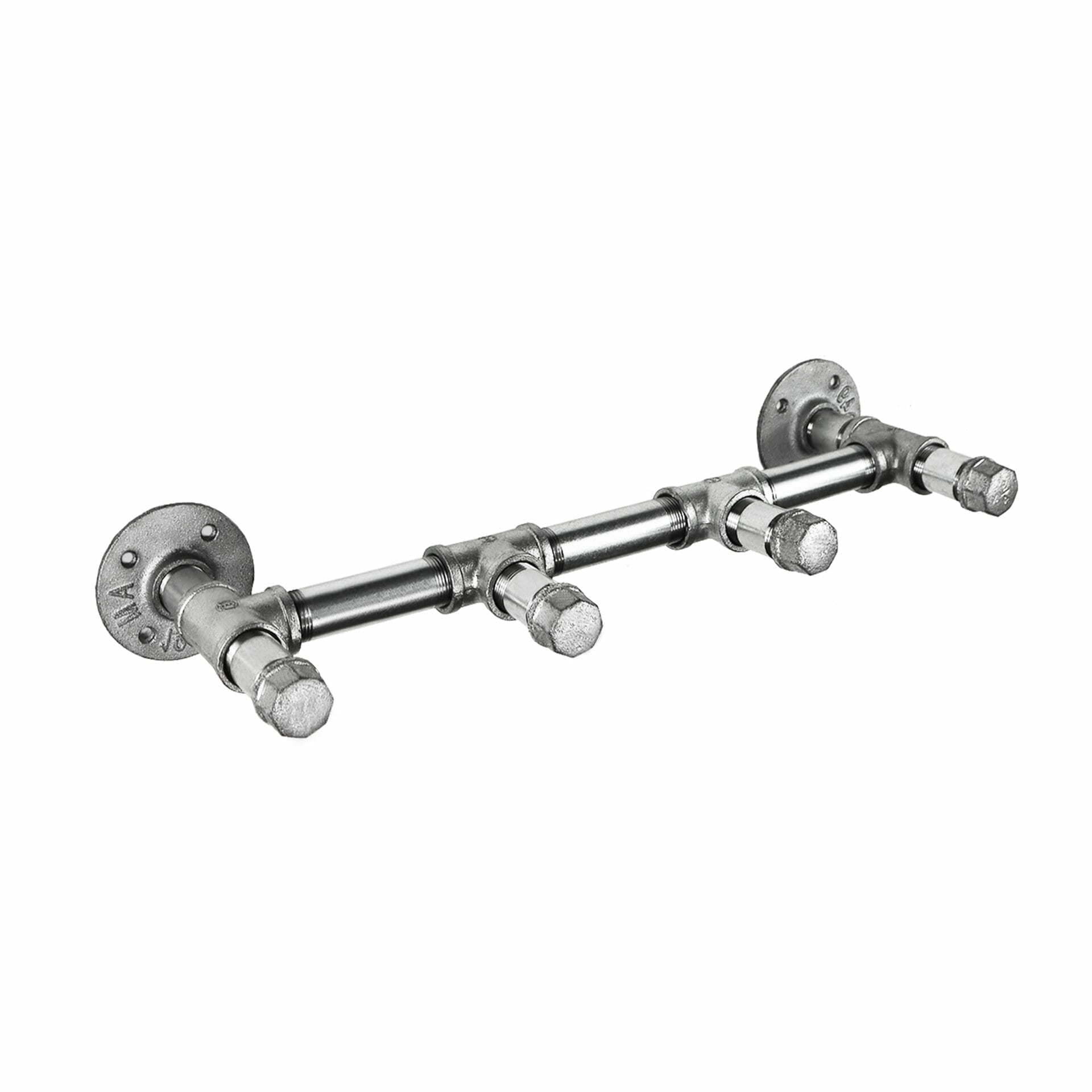 Capped Bar Coat Hook  Industrial Silver Steel Pipe Style