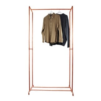 copper free-standing clothes rail
