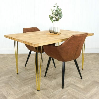 Solid-Oak-Table-With-Brass-Hair-Pin-Legs-1
