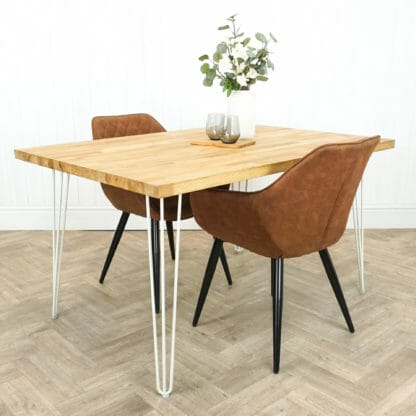 Solid-Oak-Table-With-White-Hair-Pin-Legs-1