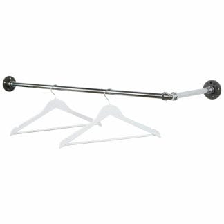 Stainless steel industrial pipe corner clothes rail with raw steel fitting