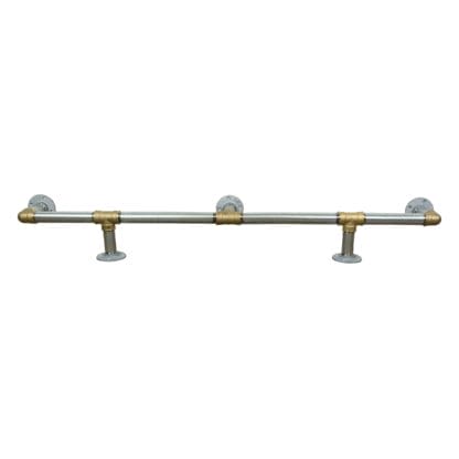 industrial silver and brass pipe foot rail home work