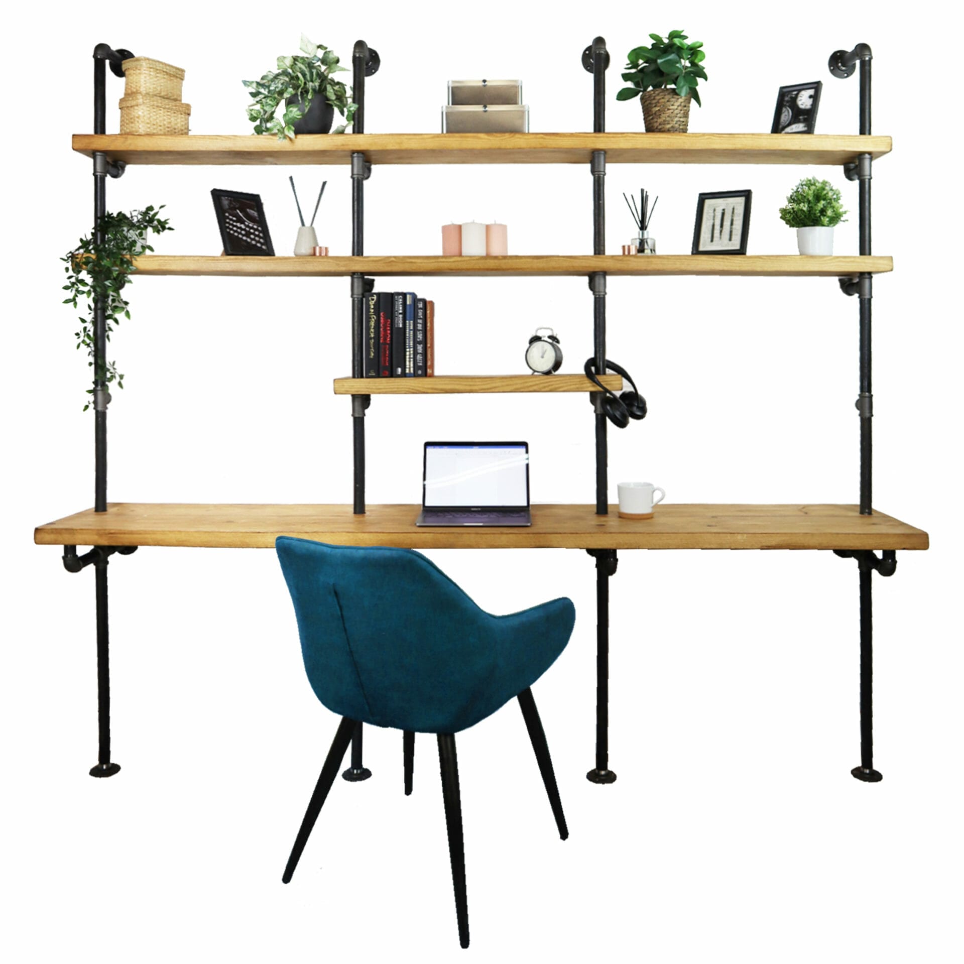 industrial shelving with desk