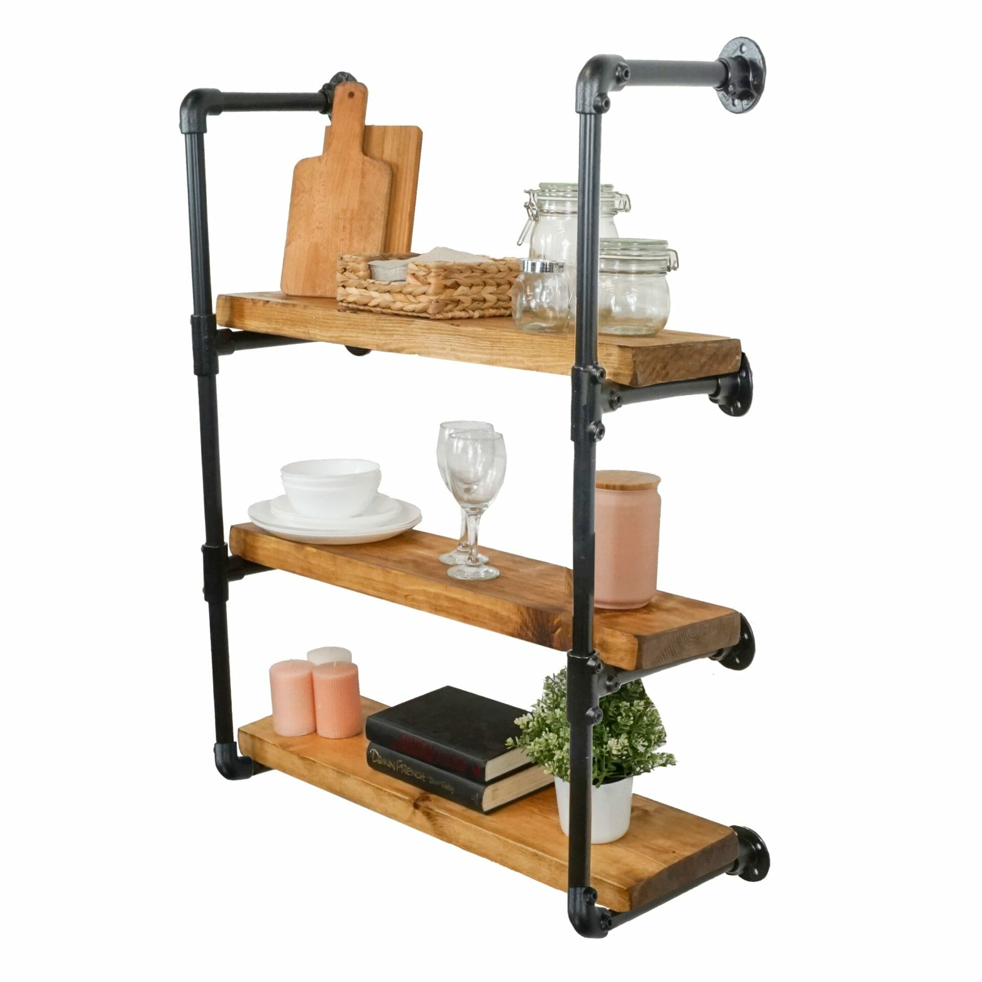 Key Clamp Shelving Unit With Reclaimed Wooden Shelves