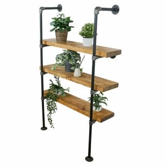 Reclaimed wood shelving pipe unit
