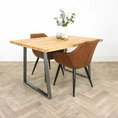 Solid-Oak-Table-With-Box-Steel-Trapezium-raw-steel-legs-1