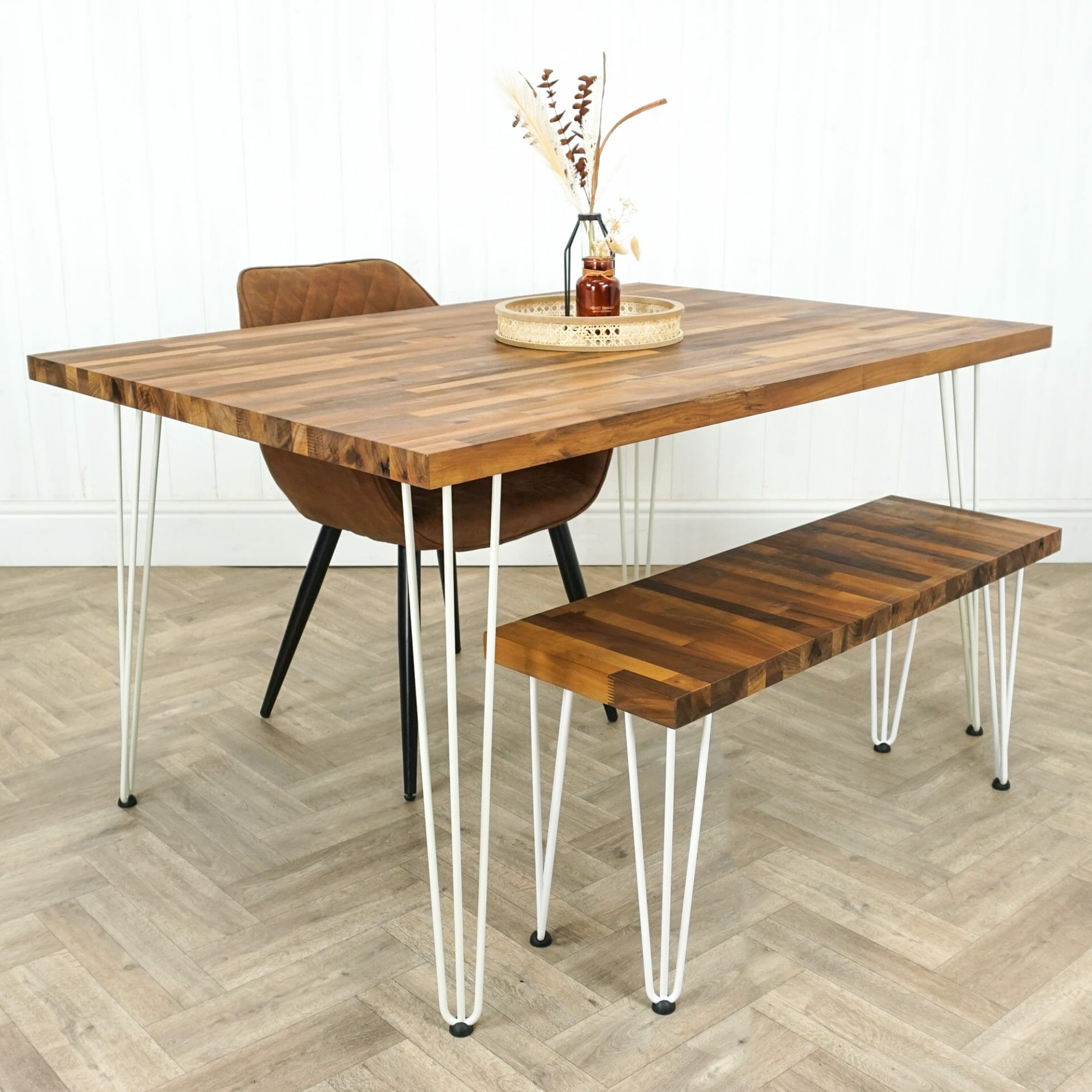 Solid Walnut Dining Table with Hair Pin Legs Solid Walnut Style