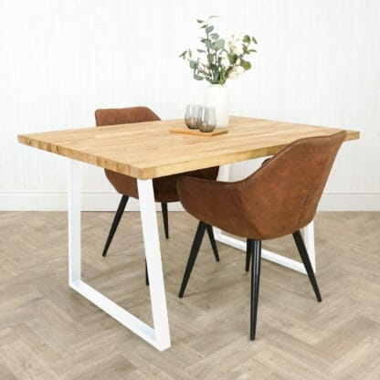 Solid-Oak-Table-With-Box-Steel-Trapezium-white-powder-coated-legs-1