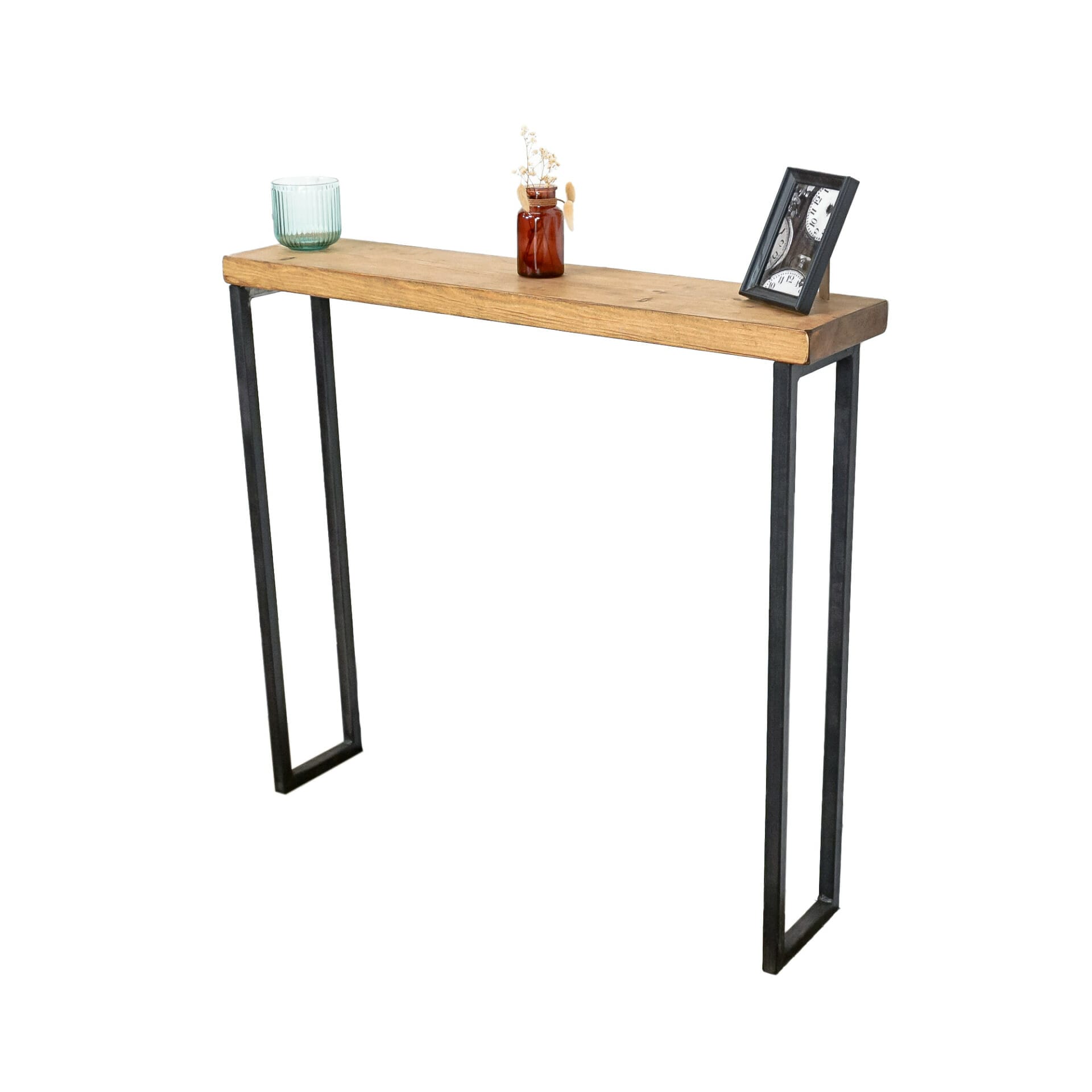 Thin metal shop console table