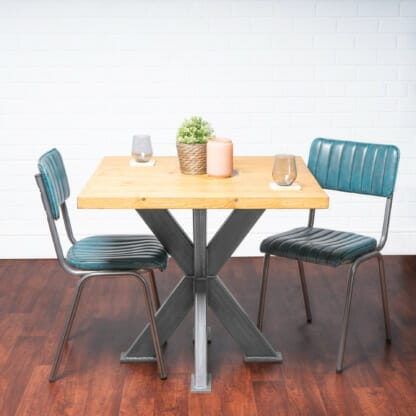 Breakfast-Table-with-X-Shaped-Steel-Box-Leg-With-Chair