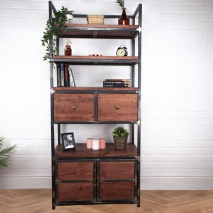 Rustic-Industrial-Style-Bookcase-and-Cabinet