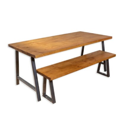 Rustic-Dining-Table-with-A-Frame-Box-Steel-Legs