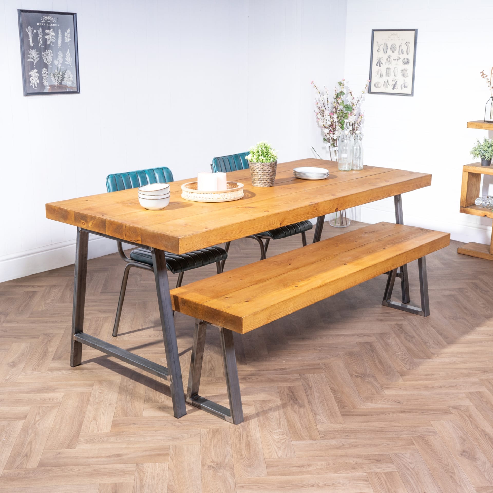 Chunky dining online table and bench