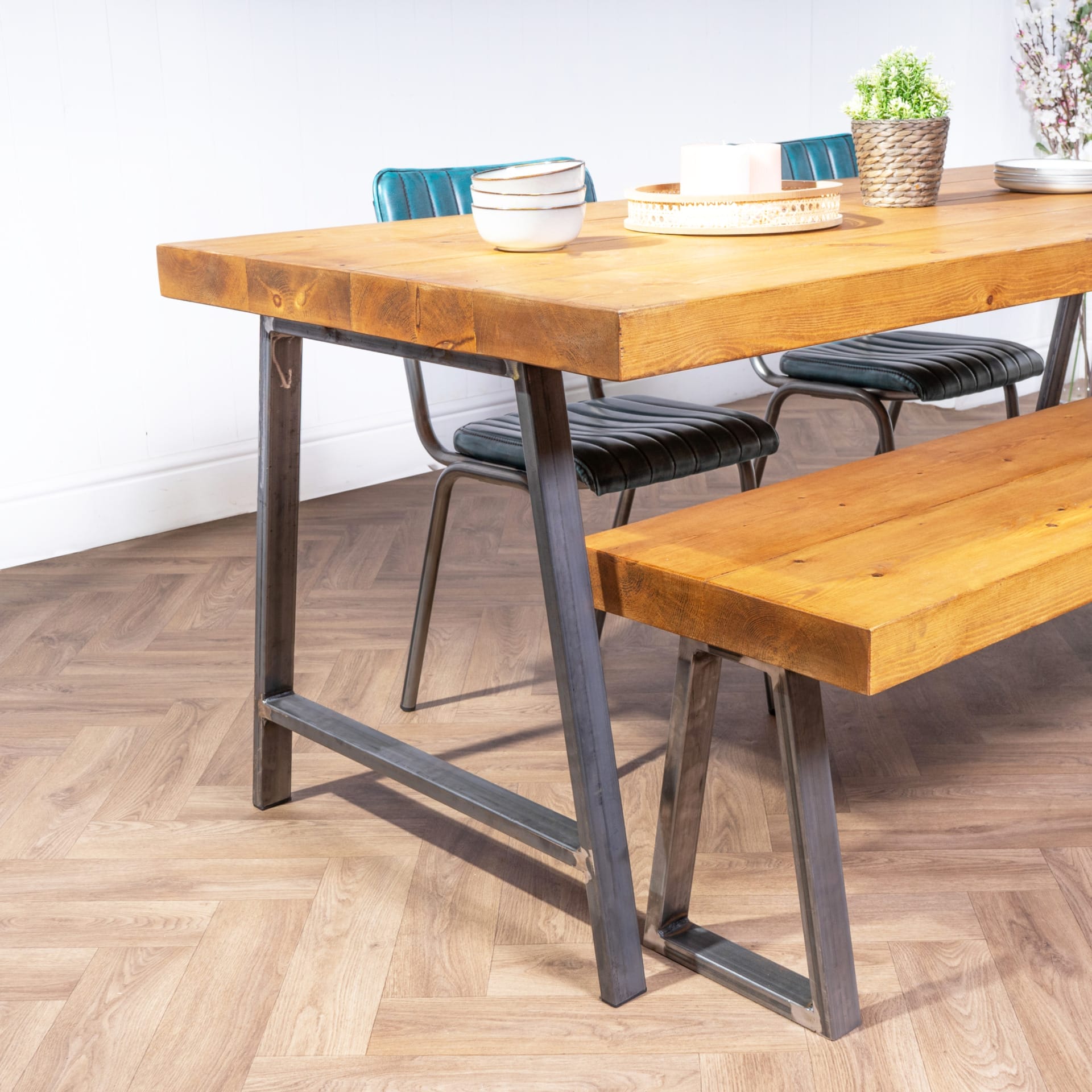 Chunky wooden on sale dining table