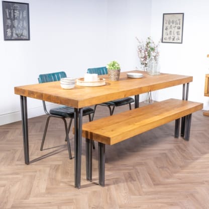 Chunky-Rustic-Dining-Table-with-Straight-Box-Hairpin-Legs-4