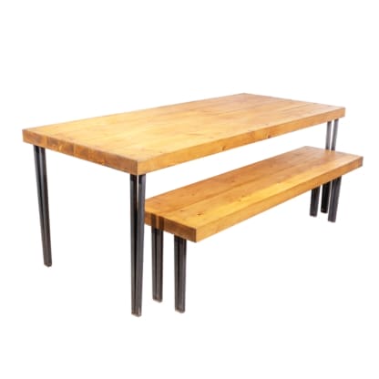 Chunky-Rustic-Dining-Table-with-Straight-Box-Hairpin-Legs