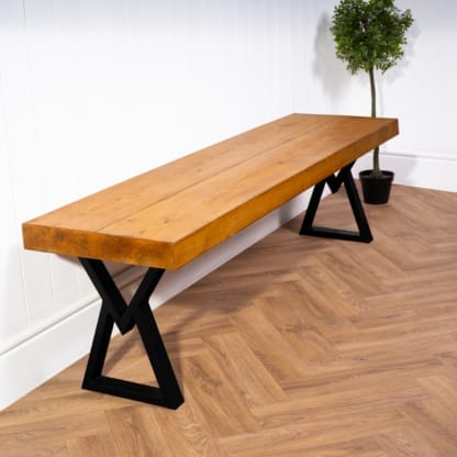 Chunky-Rustic-Bench-with-Hourglass-Legs-15