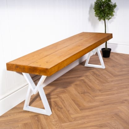 Chunky-Rustic-Bench-with-Hourglass-Legs-11