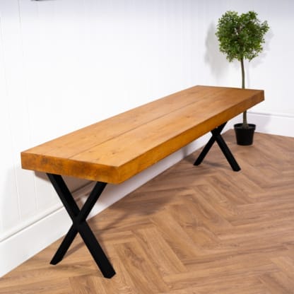 Chunky-Rustic-Bench-with-X-Legs-10