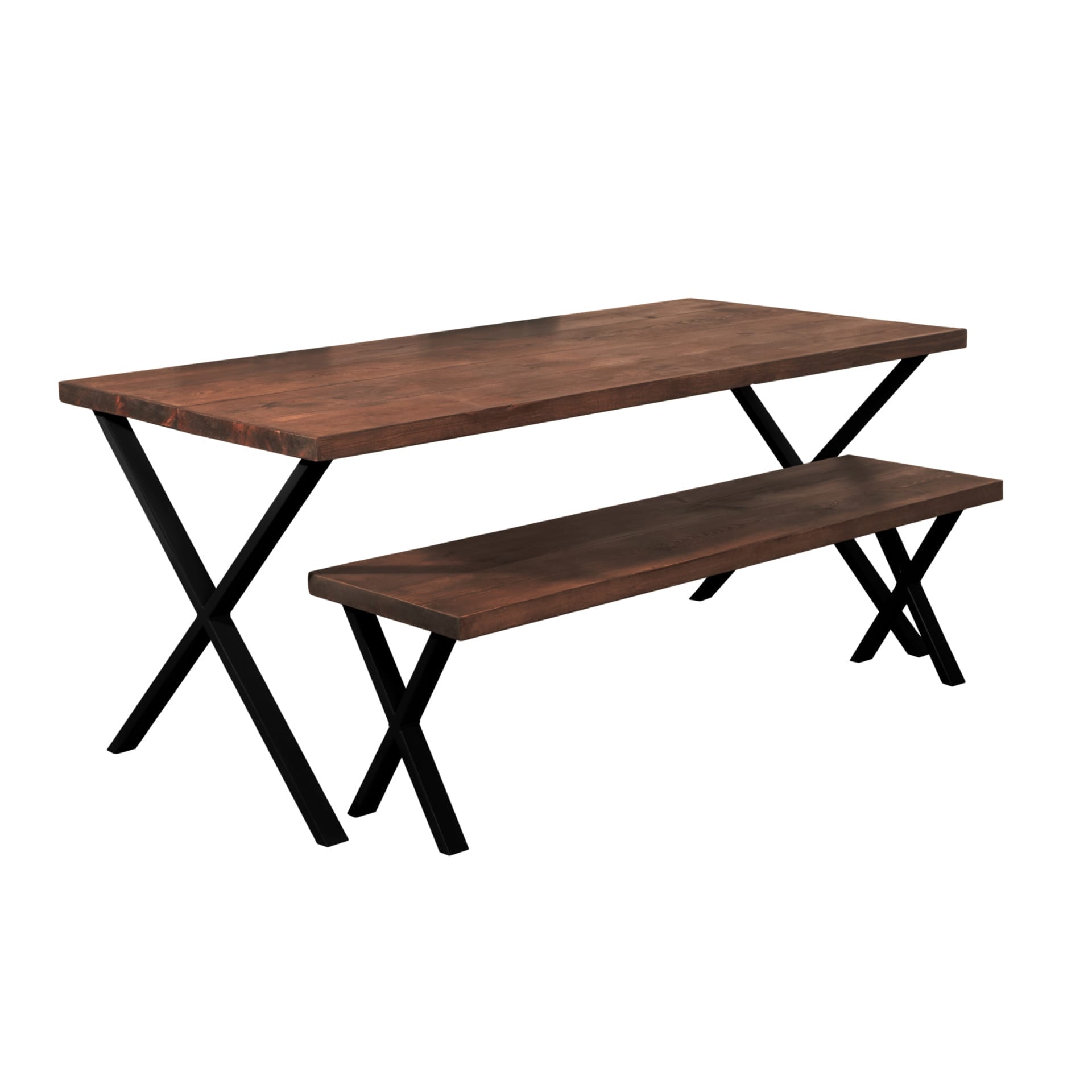 Rustic Dining Table with X Legs Industrial Reclaimed Timber Style